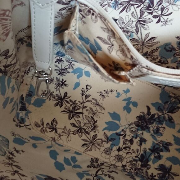 Brighton Scroll weaved straw tote purse leather - butterfly design - Picture 10 of 16